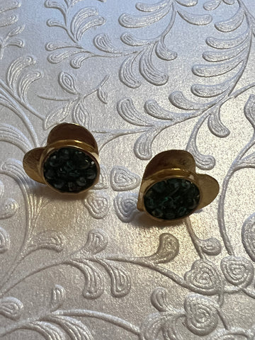 N Heart/ Star green stone earrings