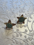 N Heart/ Star green stone earrings