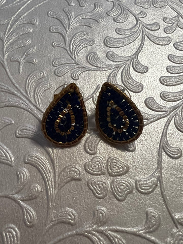N Blue gold drop earrings