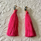 Black Stone Tassel Earrings