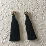 Black Stone Tassel Earrings