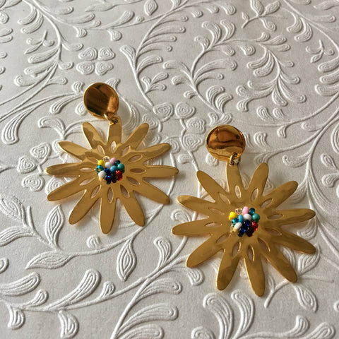 Sunflower gold plated beaded